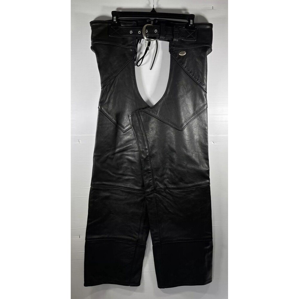 Harley Davidson Women’s Leather Chaps Vintage Buckle Laces Black Size Medium